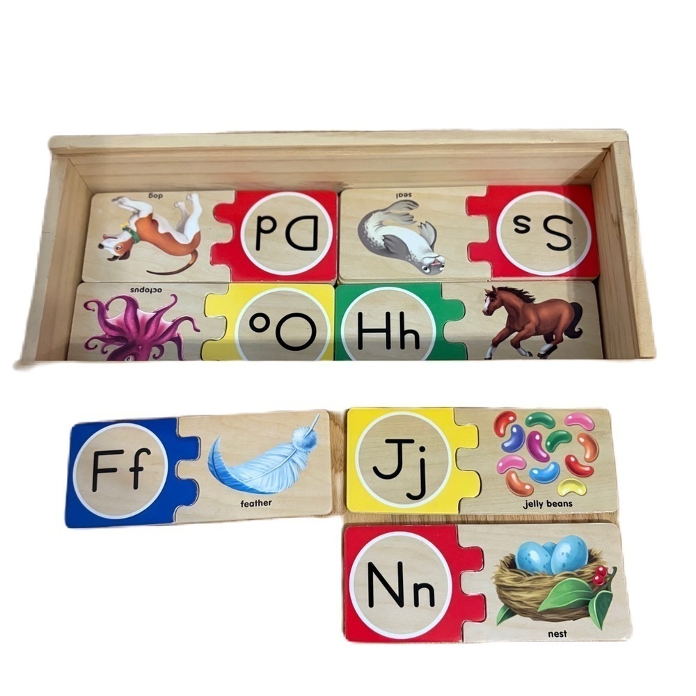 Melissa & Doug Self Correct Wooden Letter Puzzle Set